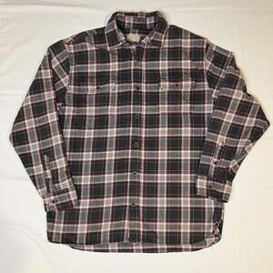 JACHS MEN’S HEAVY OUTDOOR WEAR BUTTON‎ -UP PLAID FLANNEL LONG SLEEVE SHIRT LARGE